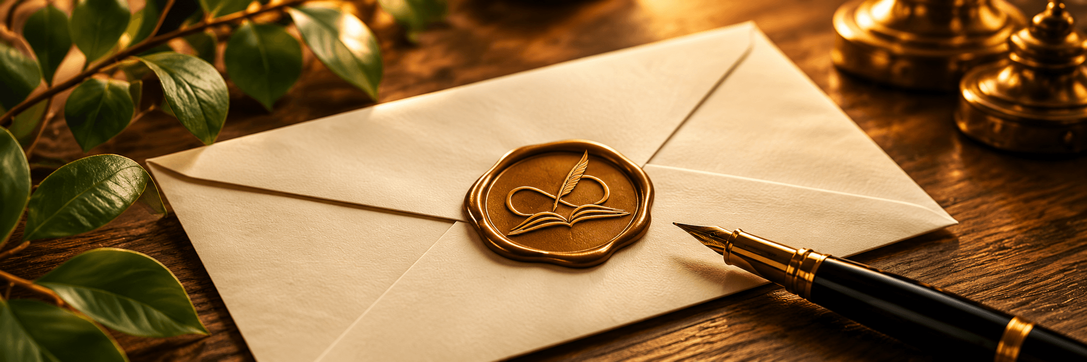 A letter sealed with the U4EVER emblem beside a fountain pen